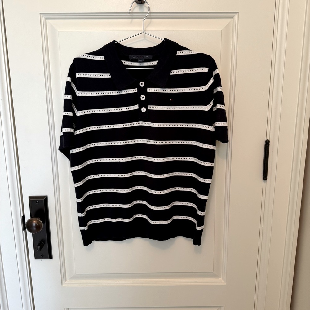 Tommy Hilfiger Navy/white knit top US XL